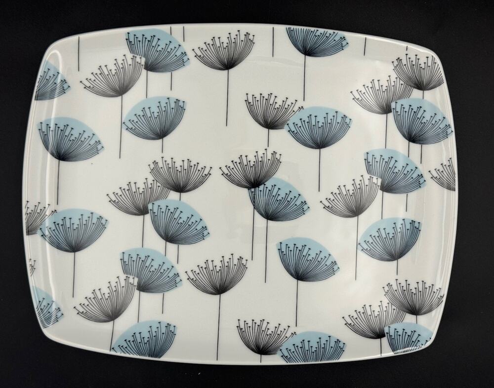 Portmeirion Sanderson Dandelion Clocks Rectangular Serving Platter 12.5” x 10”